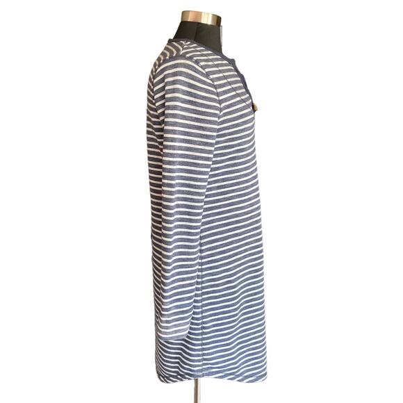 Lauren Jeans Co. Navy Striped Terry Pullover Dress Toggle Closure Sz LG Nautical - Picture 2 of 6